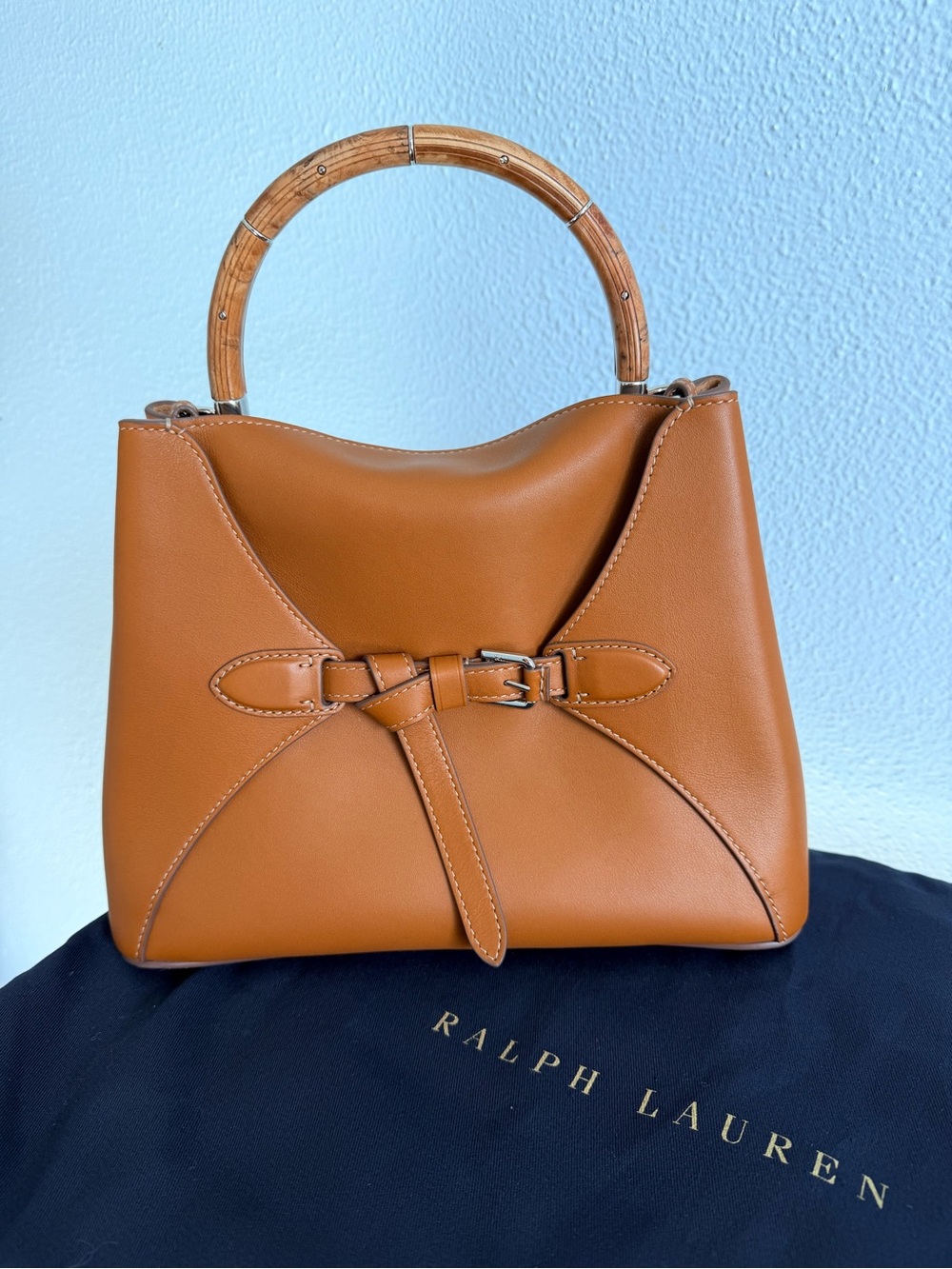 Ralph Lauren Tan Calfskin Top Handle Satchel - Picture 17 of 17